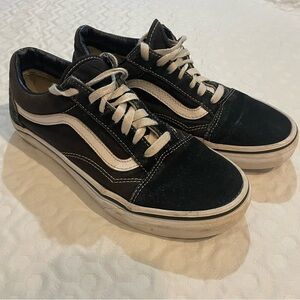Vans Black Skate Shoes Off The Wall White Stripe Men’s 6 Women’s 7.5 Fair